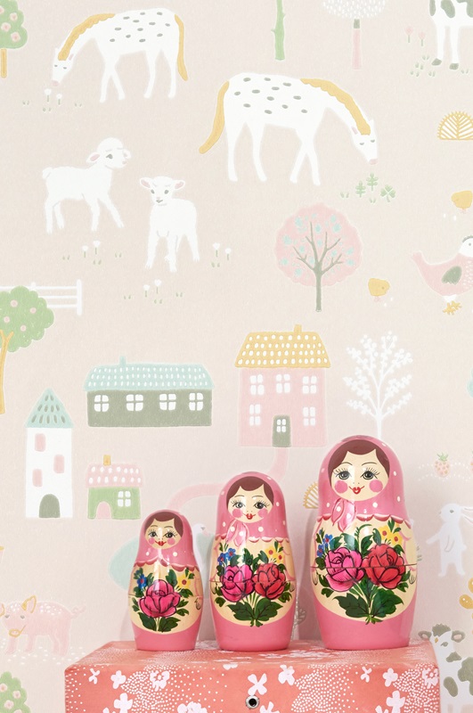 Majvillan, tapet till barnrummet My farm, soft pink - Image 5