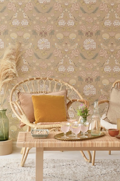 Majvillan, tapet till barnrummet June, honey beige