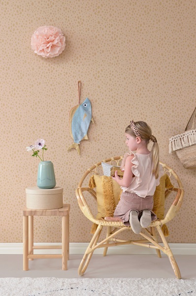 Majvillan, tapet till barnrummet Animal dots, dusty peach - Image 2