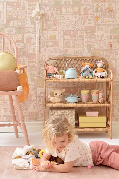 Majvillan, tapet till barnrummet Dollhouse, sunny pink - Image 6