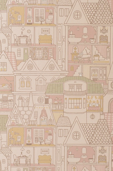 Majvillan, tapet till barnrummet Dollhouse, sunny pink - Image 8