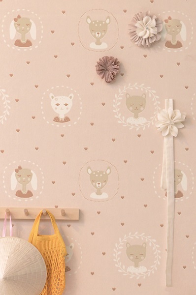Majvillan, tapet till barnrummet Hearts, dusty warm pink - Image 4