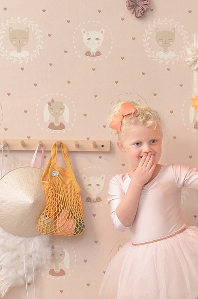 Majvillan, tapet till barnrummet Hearts, dusty warm pink - Image 3