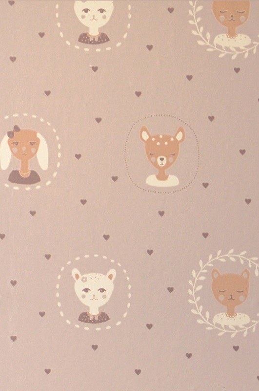 Majvillan, tapet till barnrummet Hearts, dusty warm lilac - Image 5
