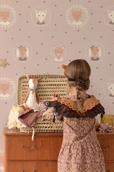 Majvillan, tapet till barnrummet Hearts, dusty warm lilac - Image 4