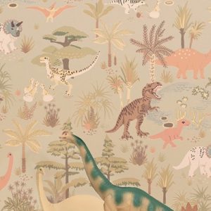 Majvillan, tapet till barnrummet Dinosaur vibes, soft green
