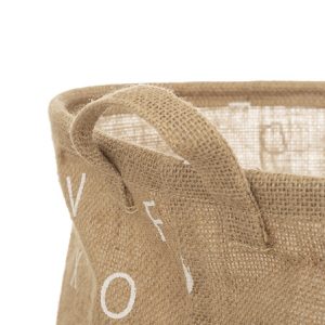 Jutekorg med alfabet, Ø35 cm, beige