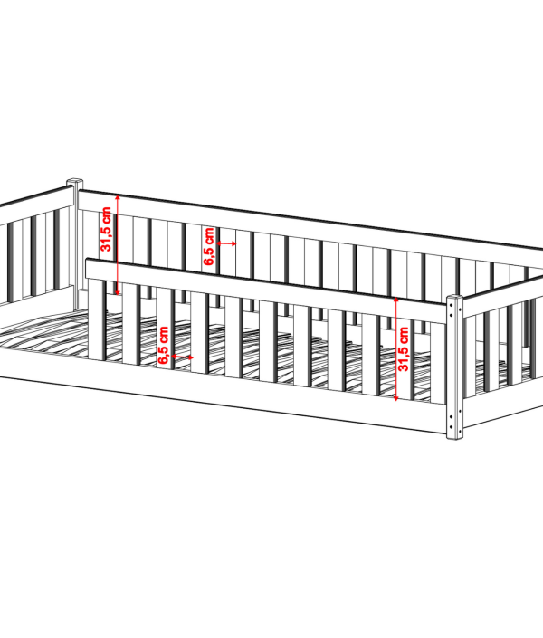 Stor juniorsäng Mira 140x200 cm, vit