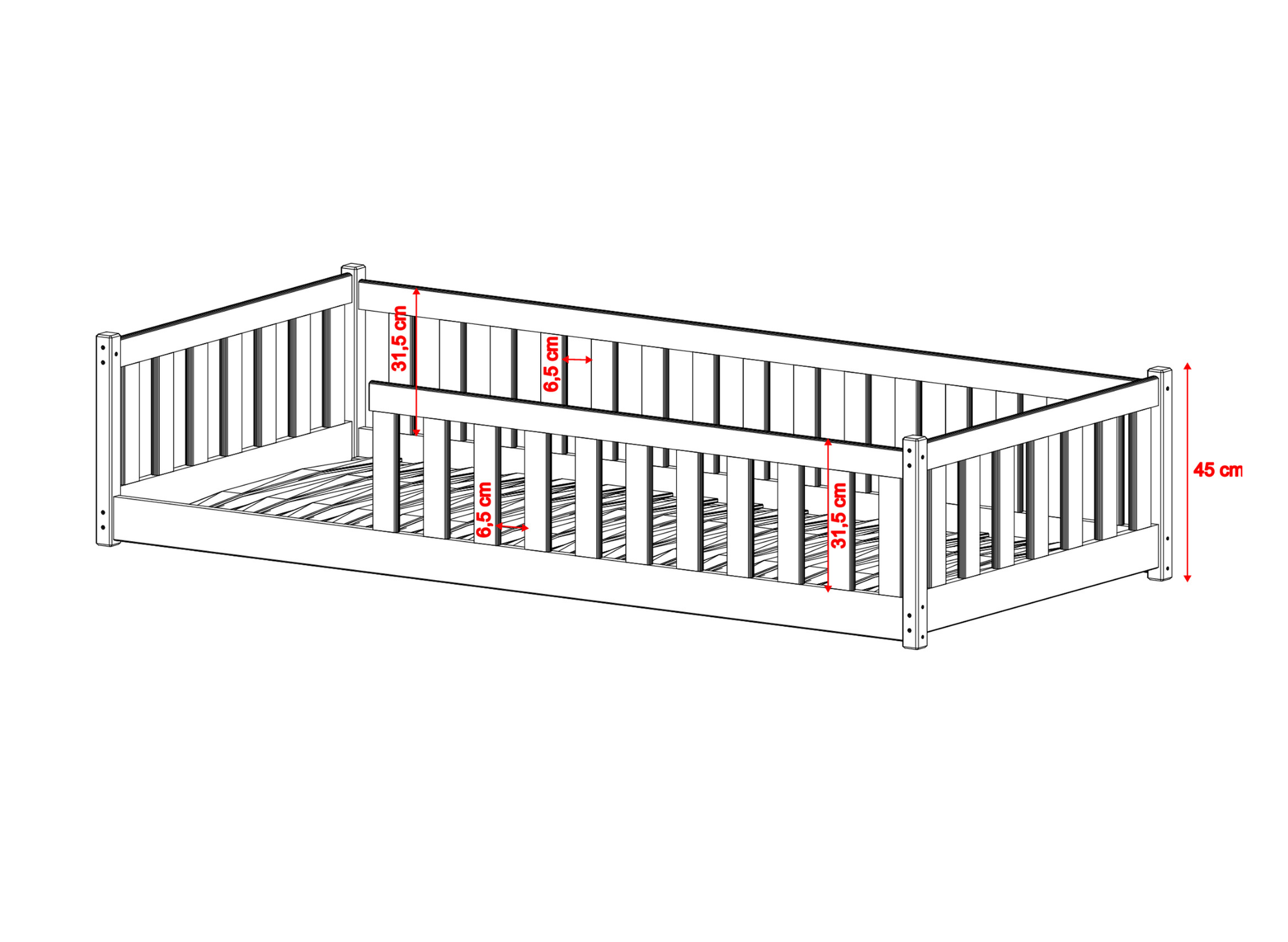 Stor juniorsäng Mira 140x200 cm, vit - Image 2