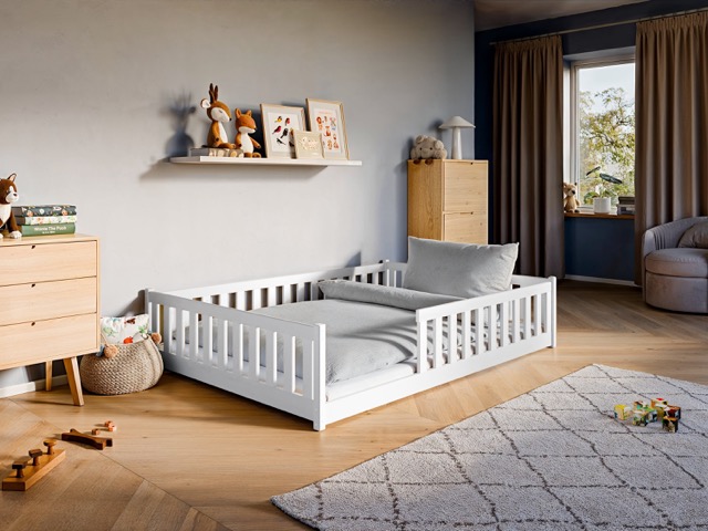 Stor juniorsäng Mira 140x200 cm, vit