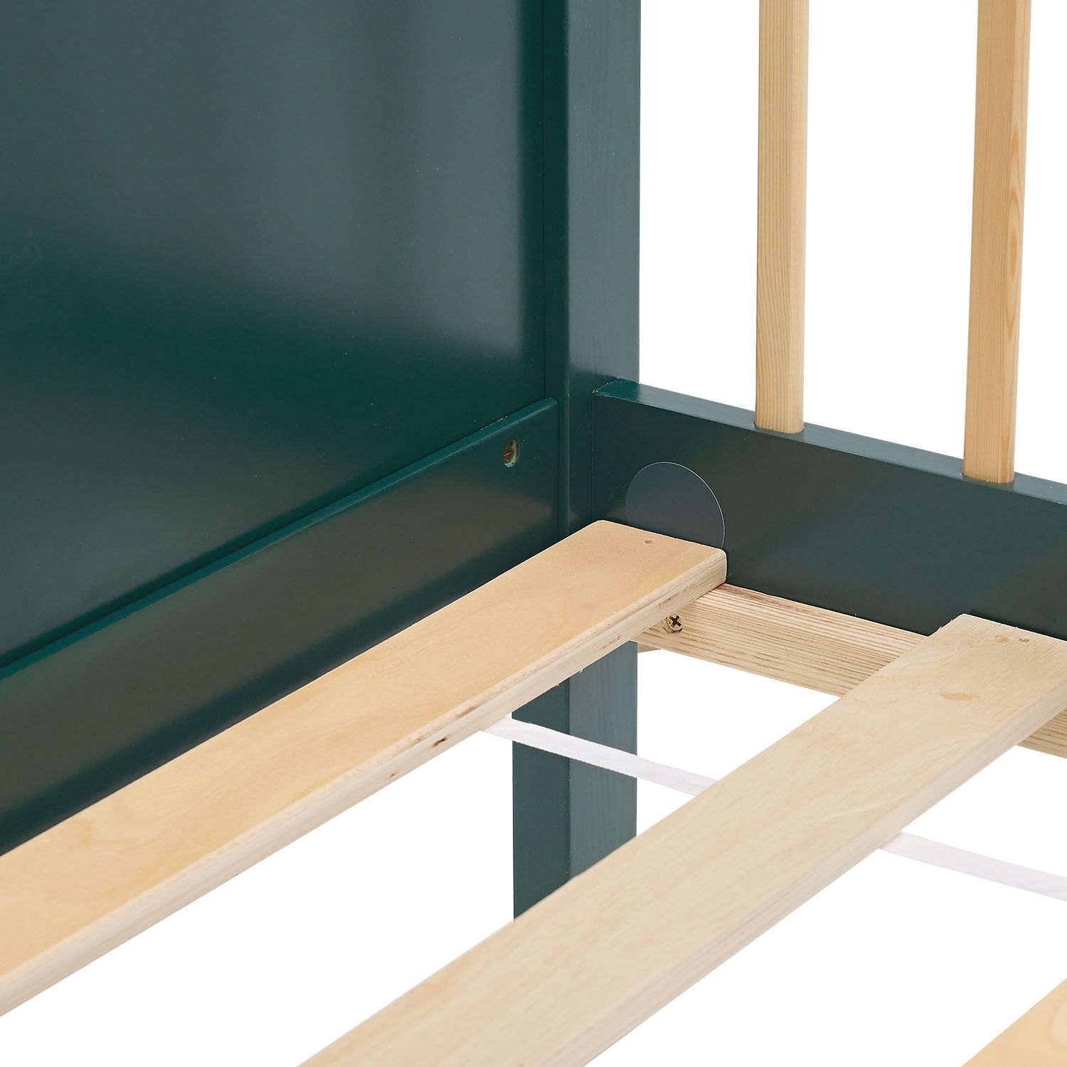 Barnsäng 90×200 cm grön – Träsäng med 2 lådor & fallskydd - Image 4