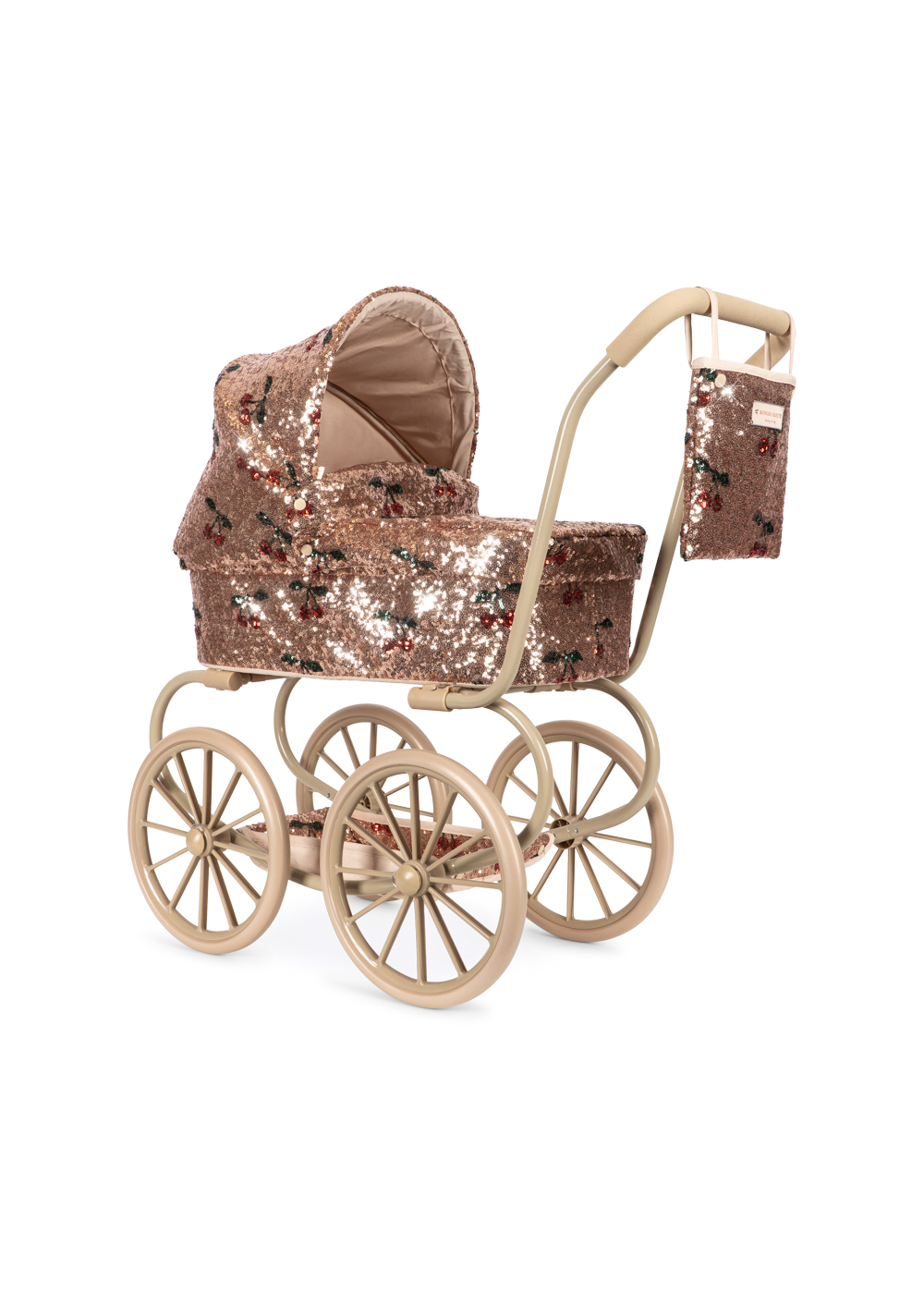 SPARKLY MINNIE DOLL PRAM CHERRY SEQUIN – Glittrande dockvagn från Konges Sløjd