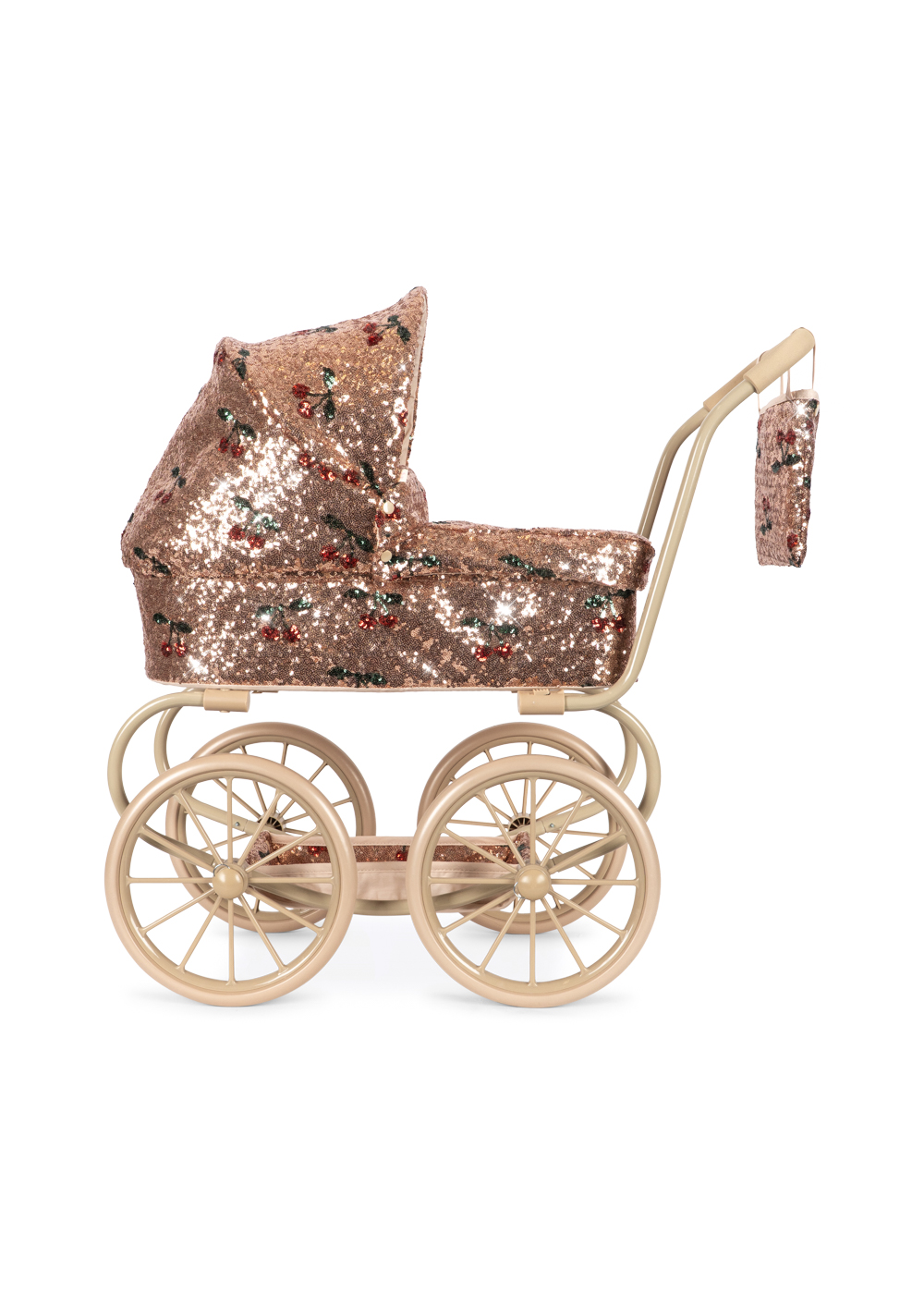 SPARKLY MINNIE DOLL PRAM CHERRY SEQUIN – Glittrande dockvagn från Konges Sløjd - Image 4
