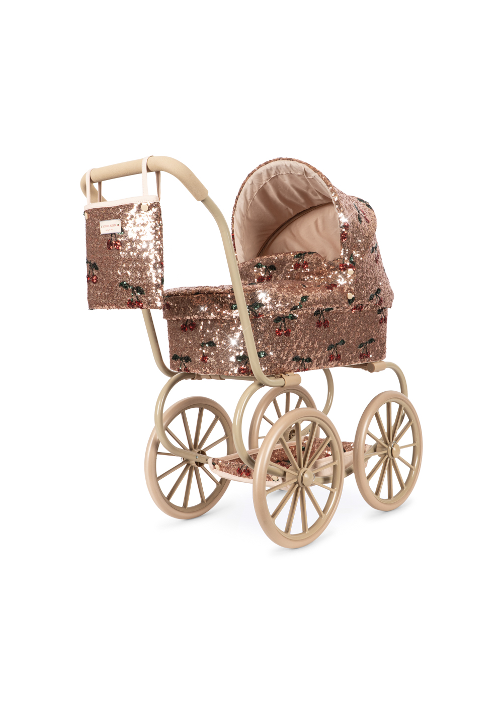 SPARKLY MINNIE DOLL PRAM CHERRY SEQUIN – Glittrande dockvagn från Konges Sløjd - Image 3