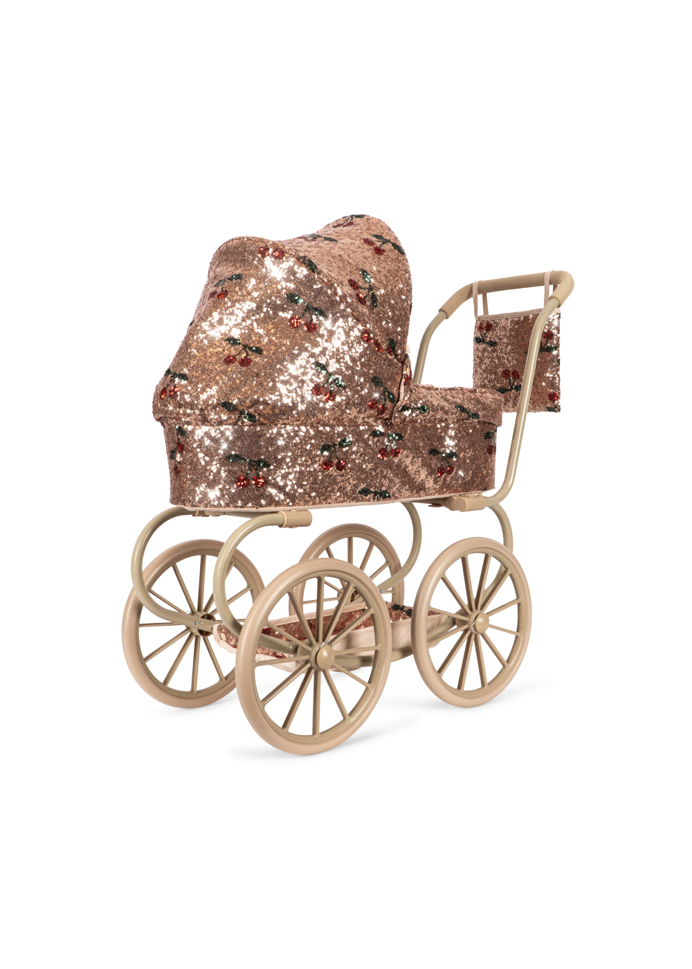 SPARKLY MINNIE DOLL PRAM CHERRY SEQUIN – Glittrande dockvagn från Konges Sløjd - Image 2
