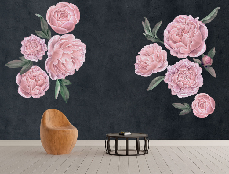 Rosa peoner veggklistremerker, veggdekorasjon L - Bilde 3