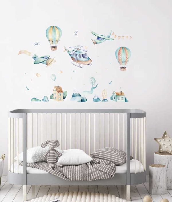 Helikopter väggklistermärke till barnrum XL