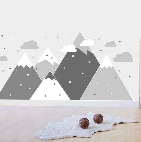 Grå berg väggklistermärke