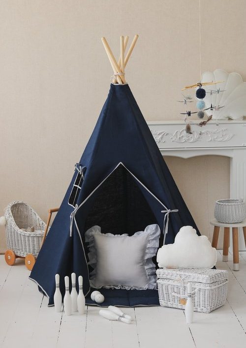 Moi Mili, tipitält i linne navy blue