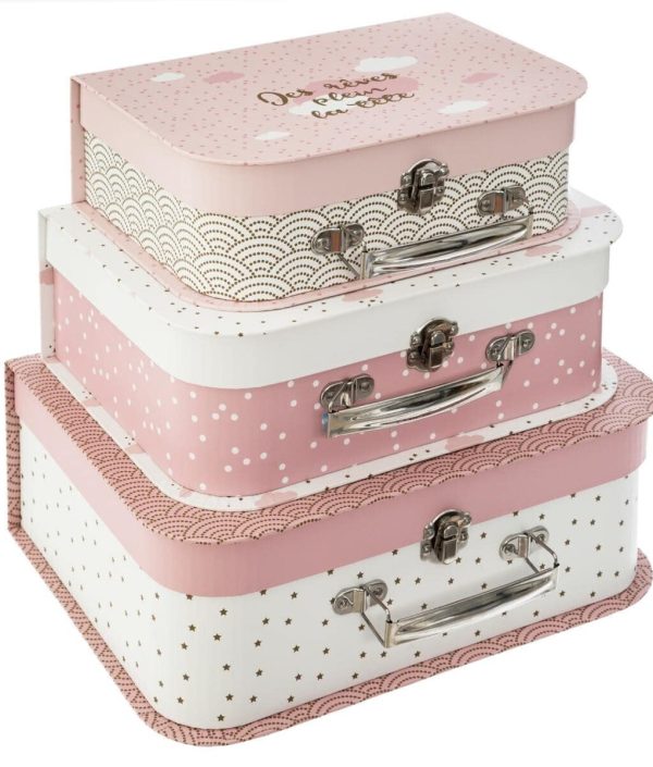 Förvaringslådor koffert sweetness, 3-pack