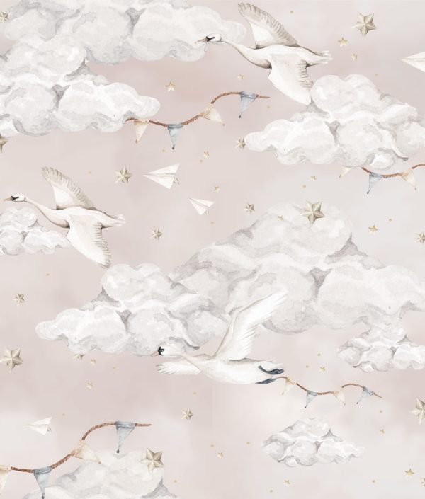 Dekornik, tapet Magic Swans Pink