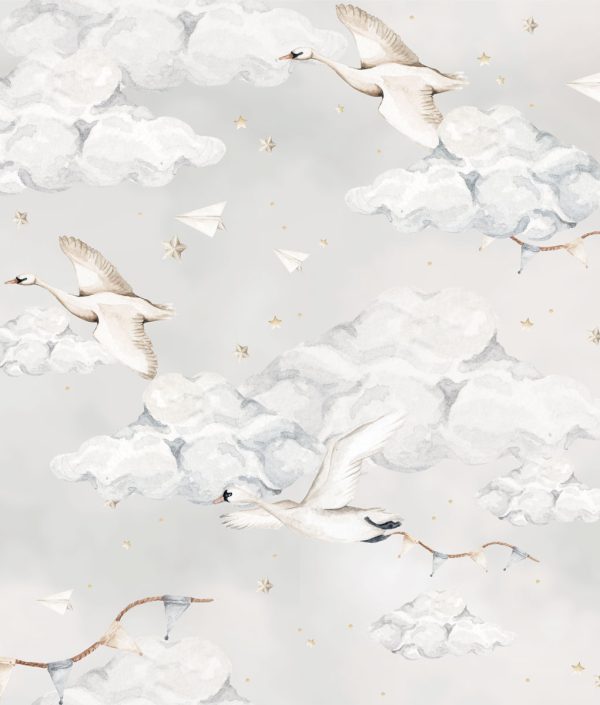 Dekornik, tapet Magic Swans Blue