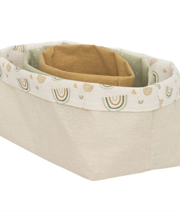 Förvaringskorg i tyg Rainbow, 3-pack