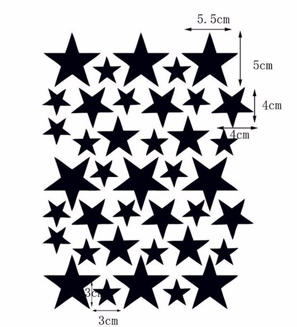 Väggklistermärken grå stjärnor 39 st