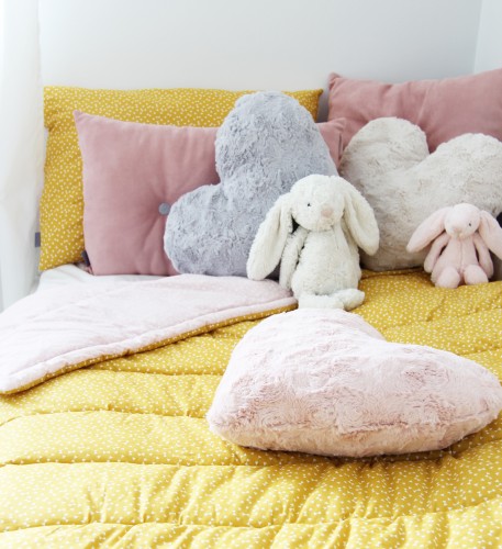 Kudde, lyxigt grå plyschhjärta, Fayne - Bild 4