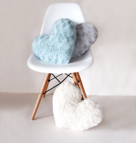 Kudde, lyxigt grå plyschhjärta, Fayne - Bild 5