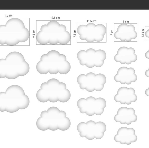 Babylove, blå moln wallstickers 22 st.