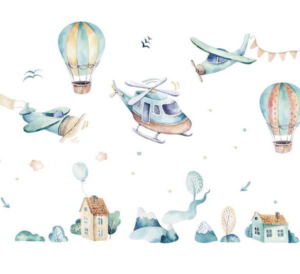 Helikopter väggklistermärke till barnrum M