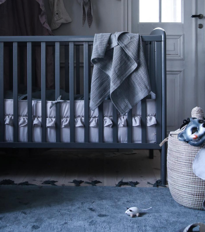 Ng Baby, Spjälskydd bedside crib av linne med VOLANG, Sage green - Bild 2