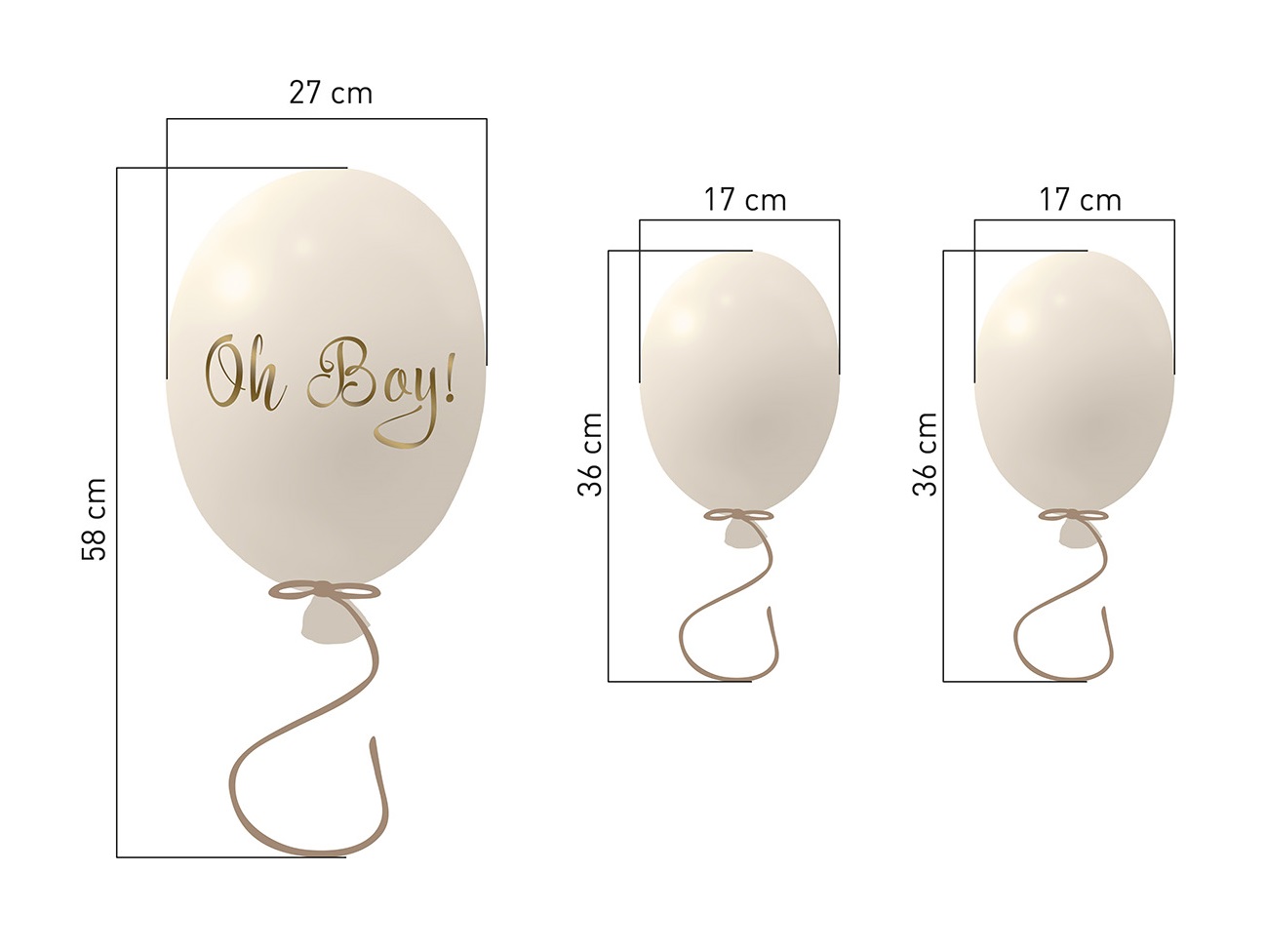 Väggklistermärke partyballonger 3-pack, cream - Bild 4