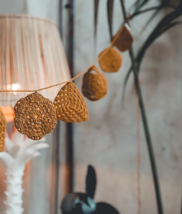 Numero 74, virkad vimpel till barnrummet, Dark grey