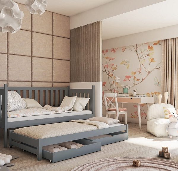 Barnsäng med stödbräda och extrasäng, Kiara