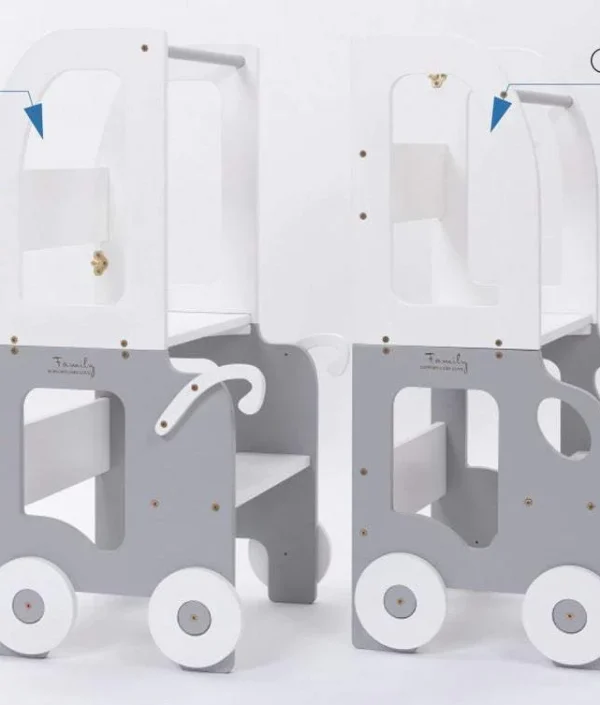 Byggbar kökspall bil, svart/vit