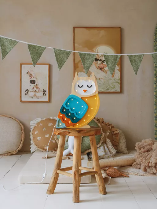 Little Lights, Nattlampa till barnrummet, Uggla Mustard/Blå