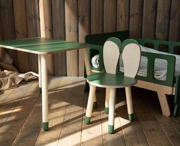 Kaninstol till barnrummet, khaki