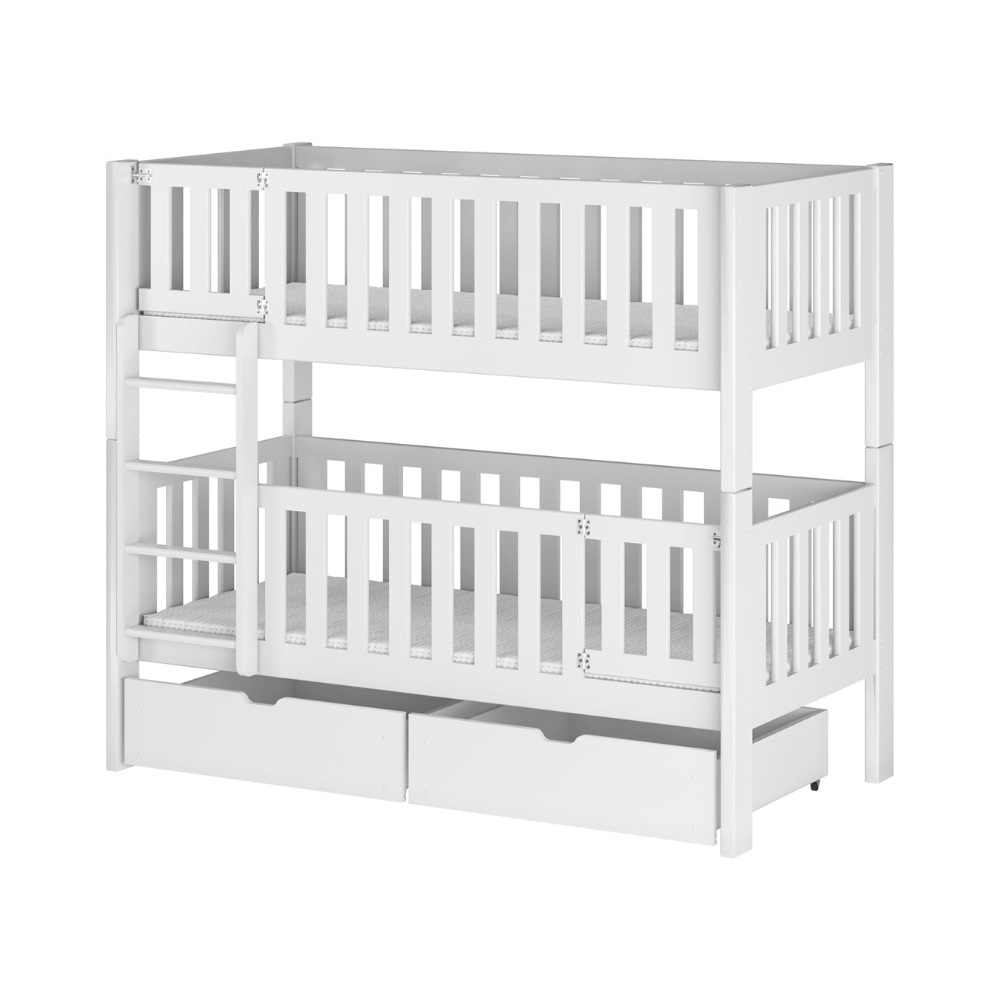 Vit våningssäng med stödbräda med lås, Kinley 80x180 cm - Bild 14