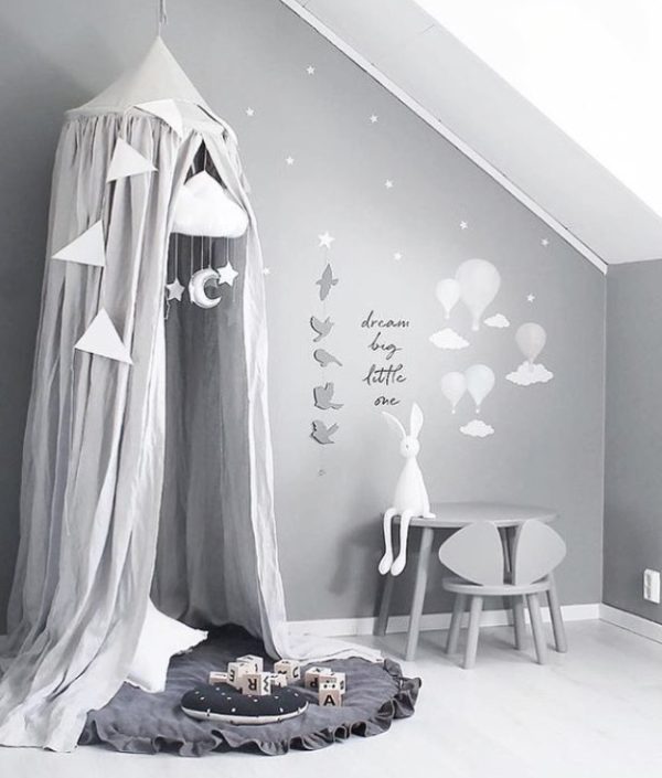 Stor grå maxi sänghimmel i linne, Cotton&Sweets