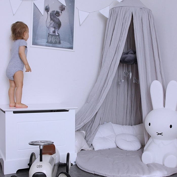 Stor grå maxi sänghimmel i linne, Cotton&Sweets - Bild 7