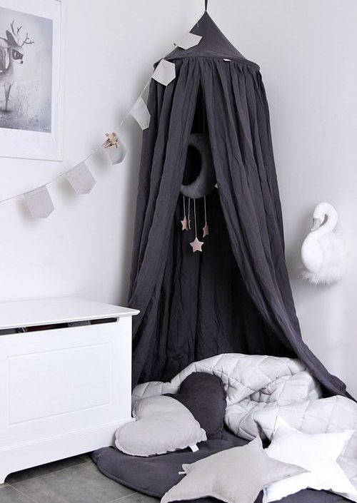 Stor grafit maxi sänghimmel i linne, Cotton&Sweets