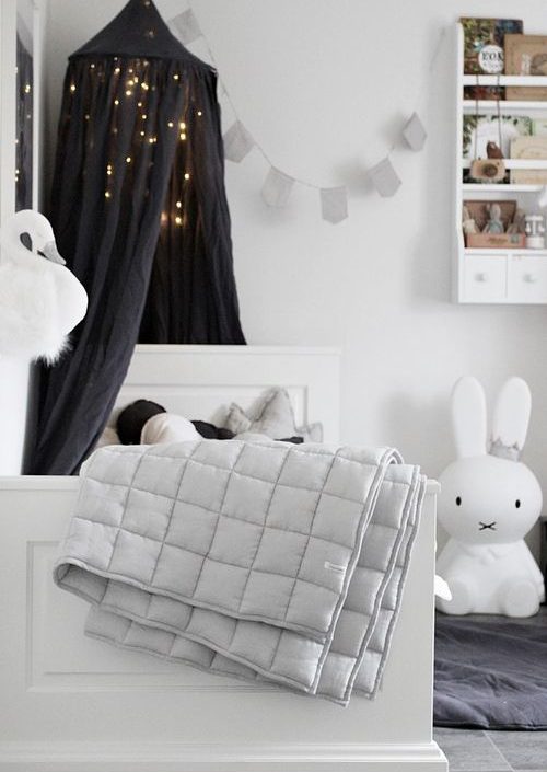 Stor grafit maxi sänghimmel i linne, Cotton&Sweets