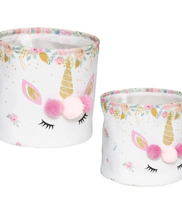 Förvaringskorgar med pompom, enhörning