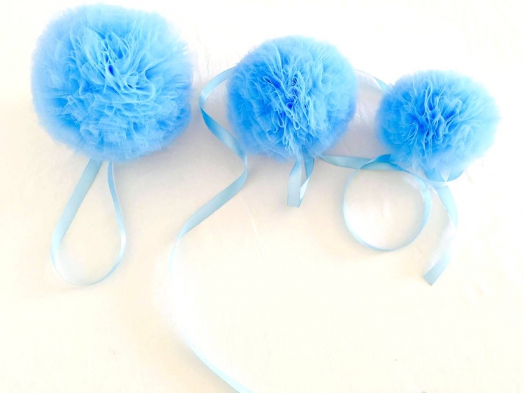 Tyll Pompoms set (Tyllbollar)- blå - Bild 2