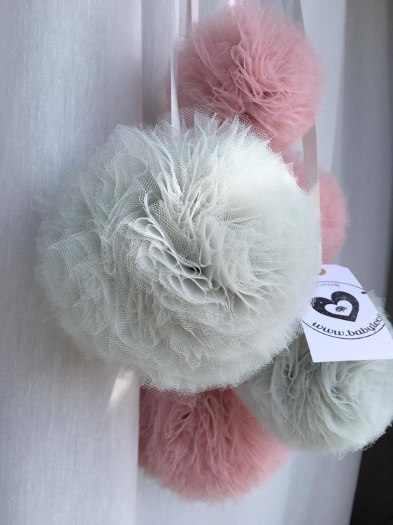 Tyll Pompoms set (Tyllbollar)- rosa/grå - Bild 5