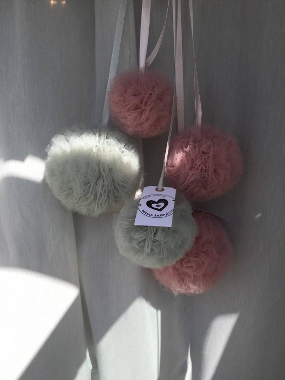Tyll Pompoms set (Tyllbollar)- rosa/grå - Bild 7