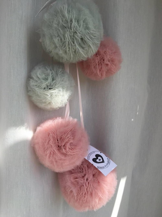 Tyll Pompoms set (Tyllbollar)- rosa/grå - Bild 6