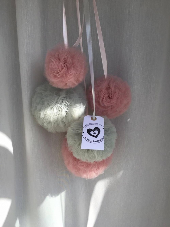 Tyll Pompoms set (Tyllbollar)- rosa/grå - Bild 3